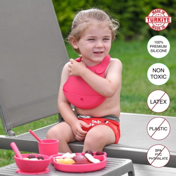 Schafer Babychefs Set Silikoni Per Ushqimin e Bebeve- Roze - Image 3