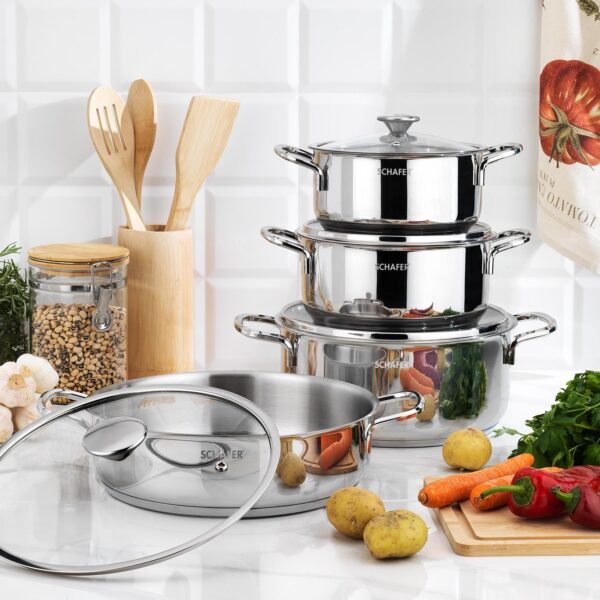 Schafer Steel Storm Set Tenxhere Inox 18/10- 8  Pjese - Image 2